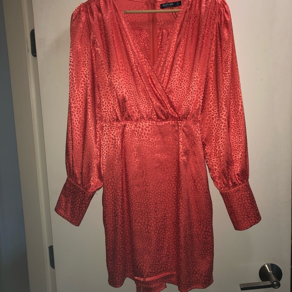 Nasty Gal Orange Leopard Print Satin Dress Size 6US /10 U.K. - Picture 9 of 16
